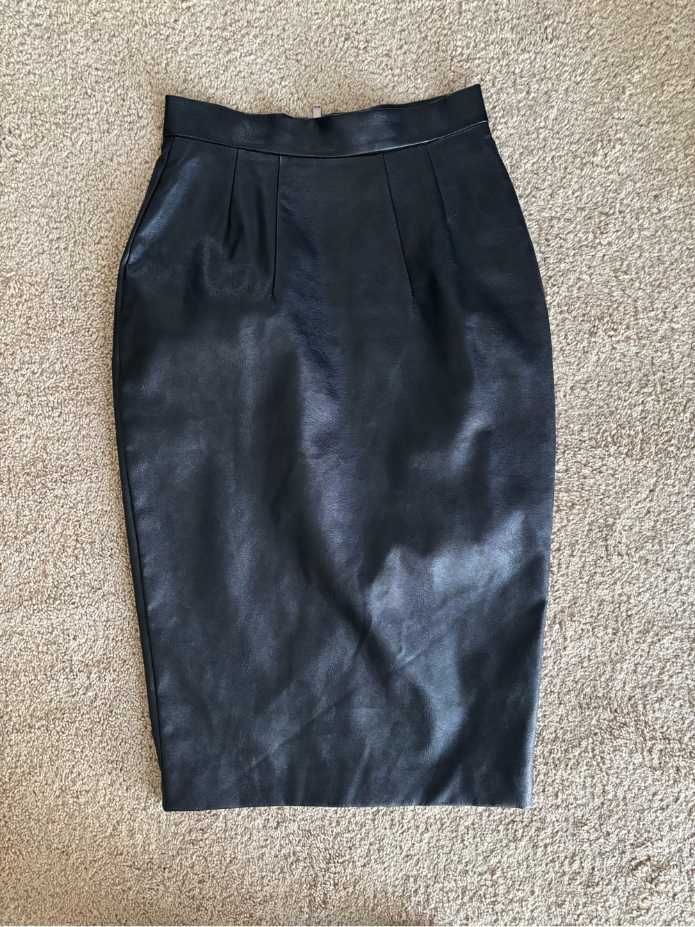Vixen by Micheline Pitt Black Faux Leather Pencil Skirt